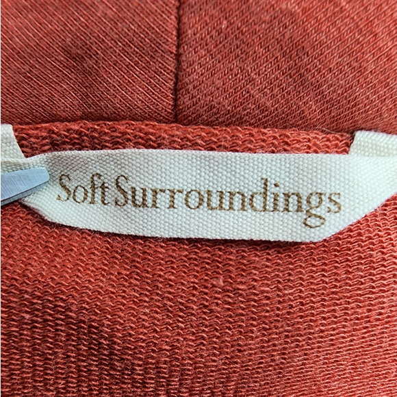 Soft Surroundings Sweater Womens L Orange Rust Valarie Cowl Neck Tunic Snap Cuff - Picture 3 of 8